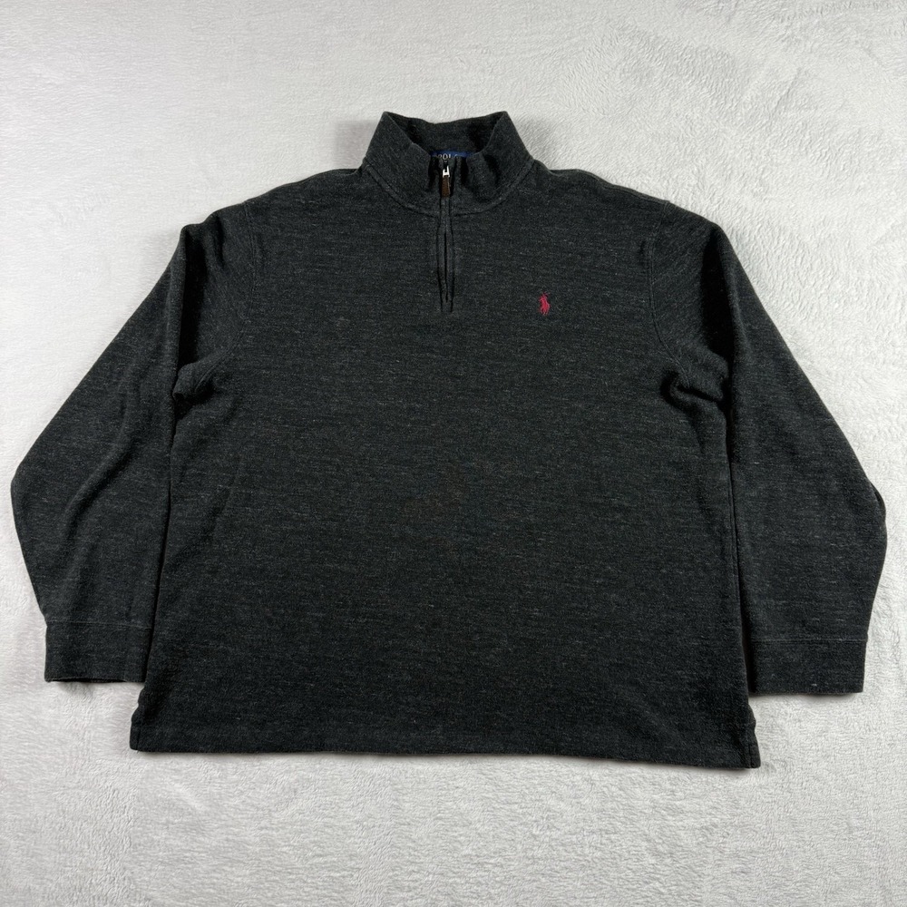 Polo Ralph Lauren 1/4 Zip Performance Men's XL Gray Mock Neck Golf Estate Ribbed